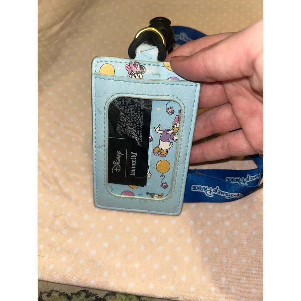 Disney Parks Loungefly Mickey Friends Birthday Celebration Lanyard ID Holder